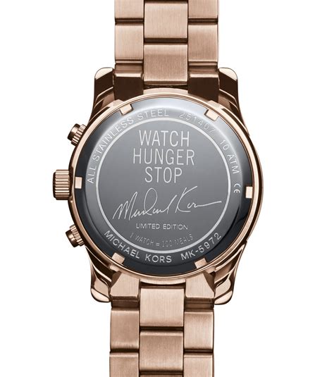 michael kors watch hunger stop black|Michael Kors world hunger watch.